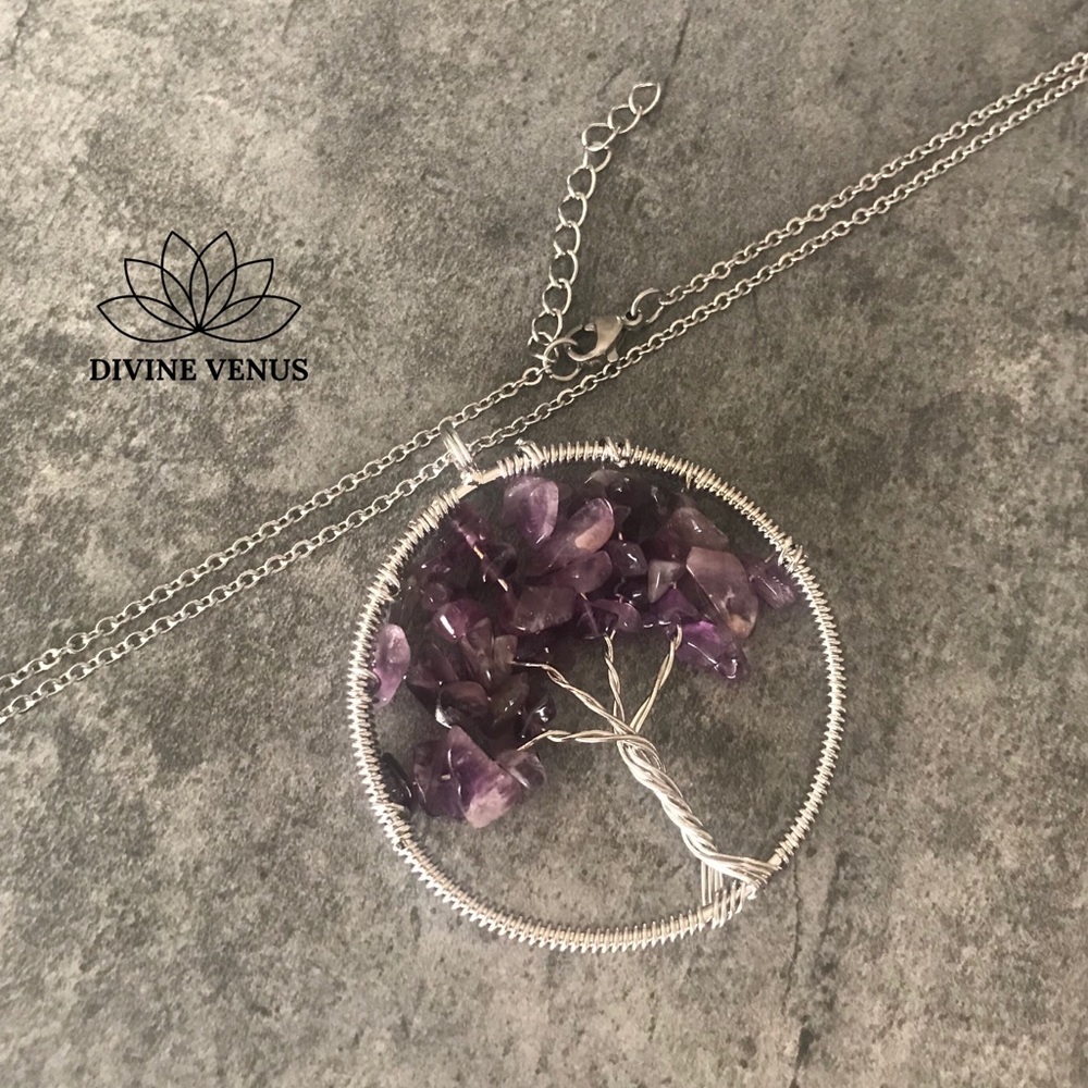 Amethyst Tree of Life Pendant Necklace